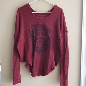 Free People Red Waffle Sweater